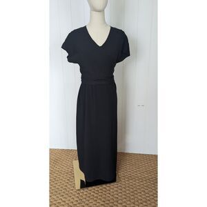 Lafayette 148 Black Silk Shawl, Wrap, Tie Back Dress - Size 4
